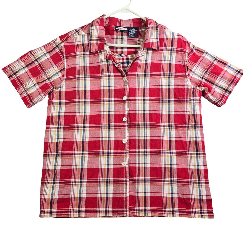 Vintage Y2K Zoey & Beth 2-in-1 Button Shirt Women 1X Red Cowgirl Western Cottage